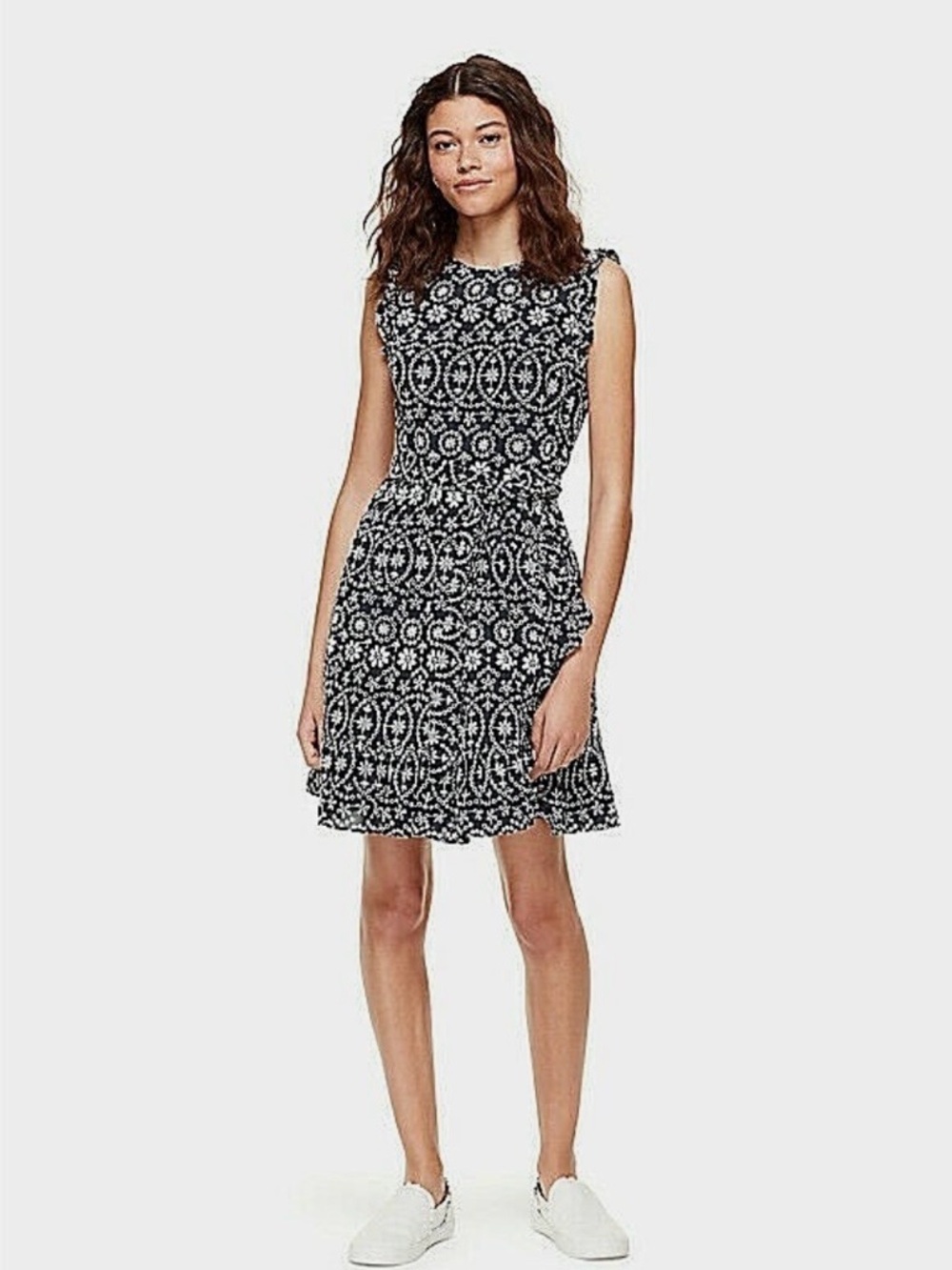 Kate Spade Eyelet Wrap Dress Navy/White 100% Cotton Size 10